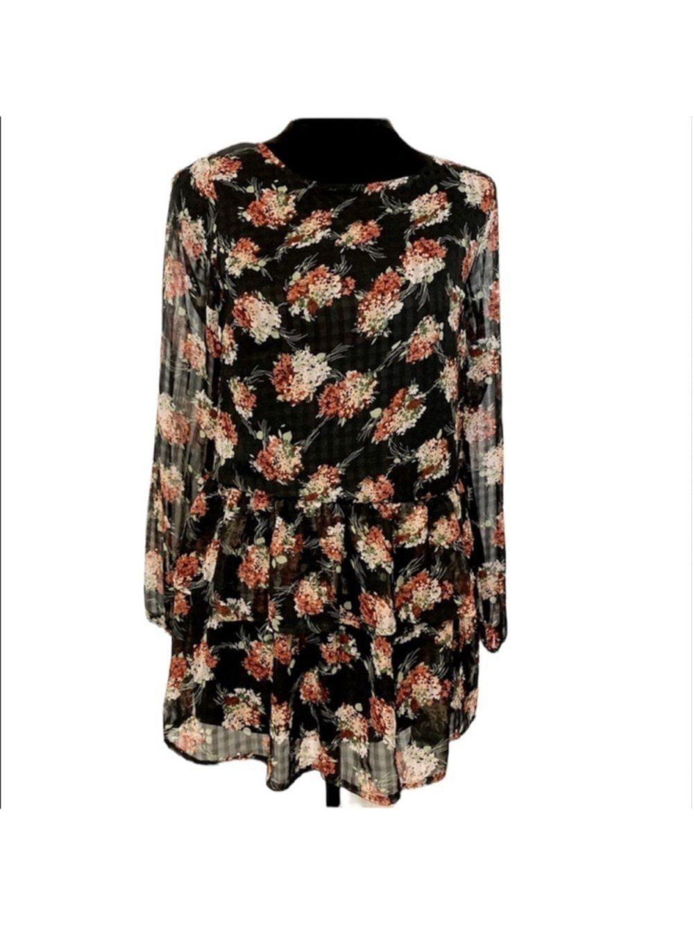 TOBI floral drop waist long sleeve mini dress